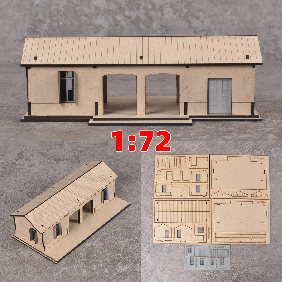 Maqueta arquitectónica de ensamblaje, mesa de arena, edificio europeo, bungalow, estación de tren, oficina de billetes, diorama, kit de maqueta a escala 1/72