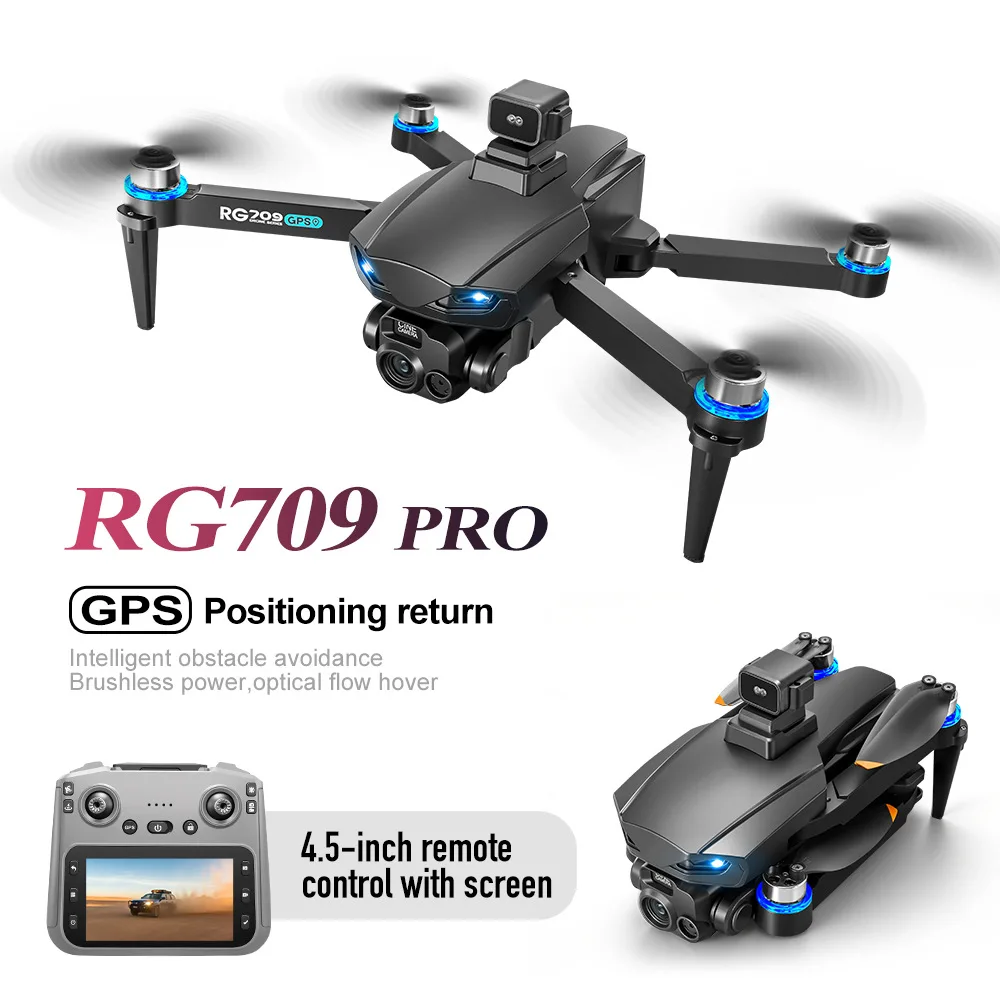 

RG709 PRO GPS Дрон 8K Профессиональная двойная камера HD с экраном 5G WIFI 360 ° Бесщеточный радиоуправляемый квадрокоптер для предотвращения препятствий, игрушки-дроны