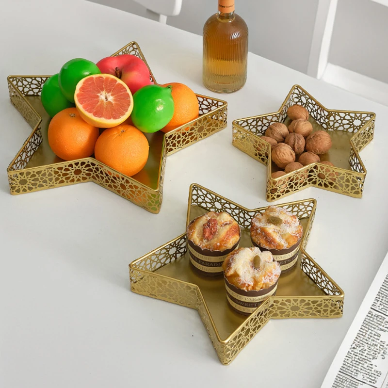 

1/3pcs Muslim Ramadan Metal Candy Pastry Food Trays EID Mubarak Dinner Decor Ramadan Decoration 2025 Home Party Supplies