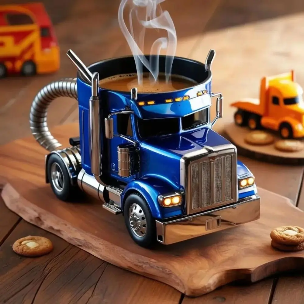 Durable Truck Coffee Mug Semi Truck 11 Ounces Coffee Cup Semi-trailer Shaped Handcrafted Semi-Truck Coffee Mugs For Men