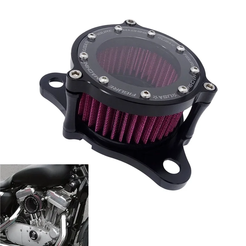1 Set Motorcycle Air Cleaner Filter Aluminum Alloy Finish&Clear PC Lens Filter For Harley Sportster 1200 Custom /Forty-Eight 883