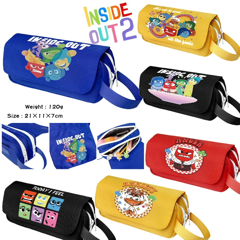 

New Movie Inside Out Cartoon Pen Bag Double-layer Large Capacity School Supplies for Students To Receive Back-to-school Gifts