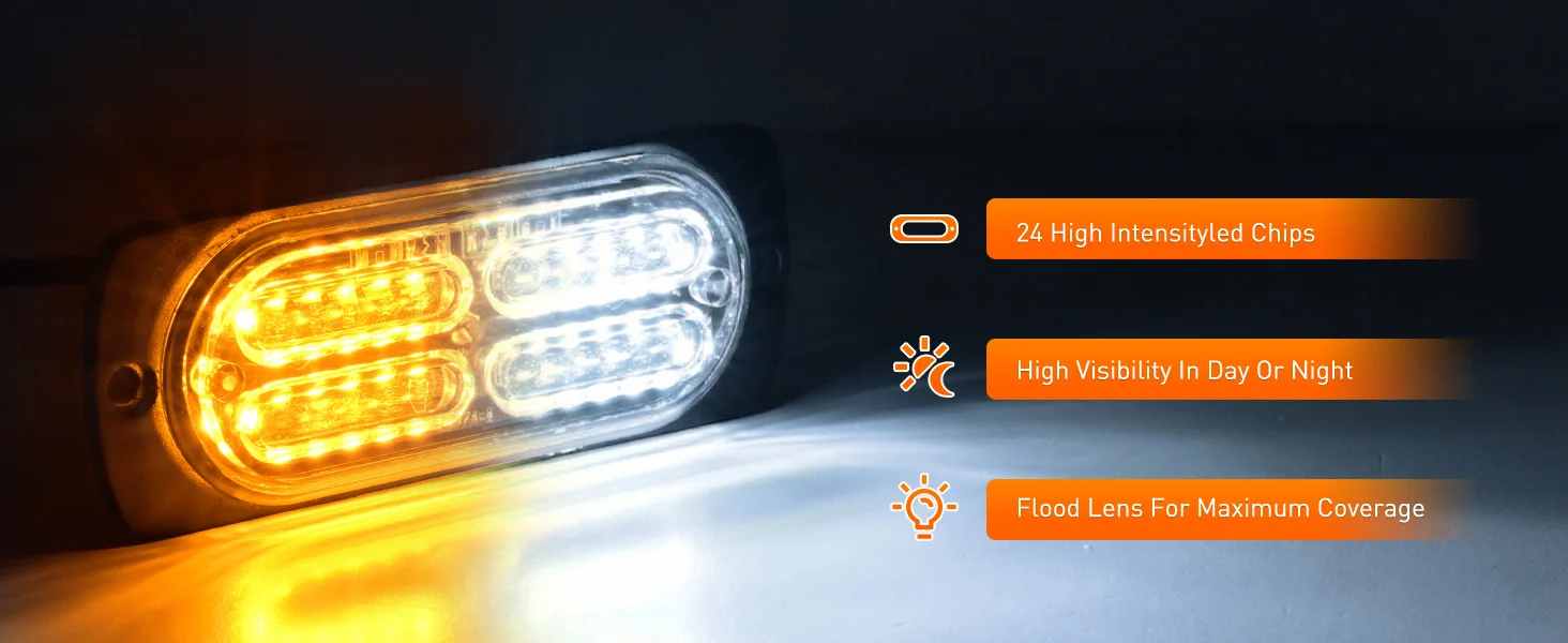 4PCS LED Strobe lights 12V Sync Feature