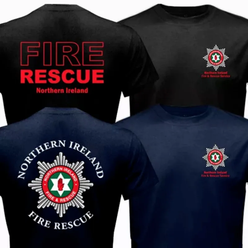 

Тенденция 25, новые мужские и женские хлопковые футболки с короткими рукавами для пожарно-спасательных пожарных в Северной Ирландии