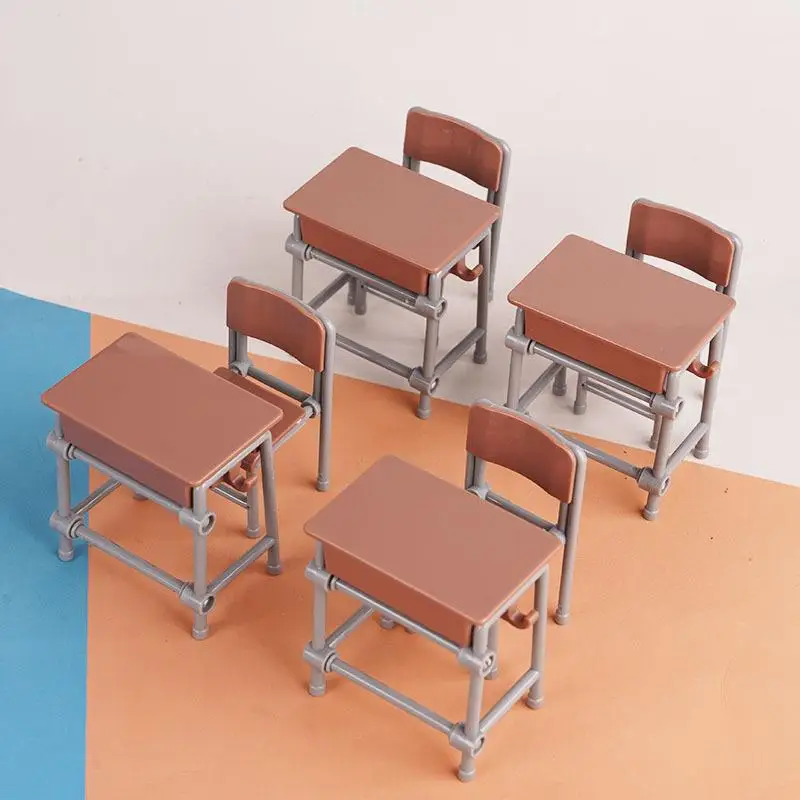 Mini Desk Simulation Schoolbags, 1/12 Scale Vintage Miniature Dollhouse Furniture, 3/6PCS Classroom Backpack Ornaments