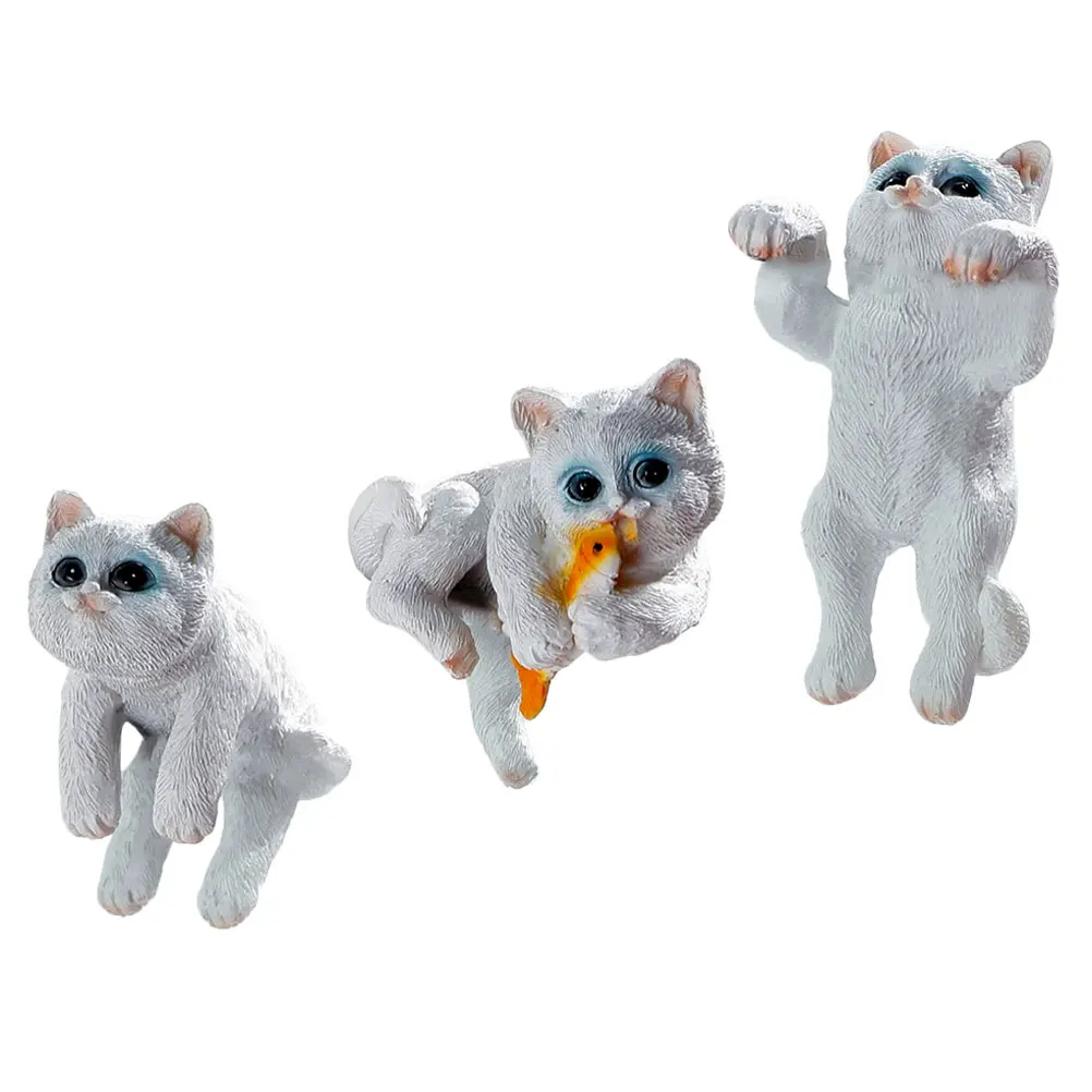 

3pcs Cats Resin Crafts Cartoon Kitten Figurines Small Animal Models Aquarium Home Small Animal Model Decoration Gifts