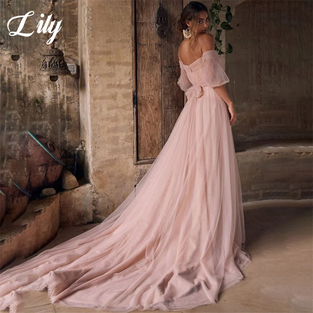 Lily Off the Shoulder Prom Dress Pink Blush Party Dresses Net Sweetheart Celebrity Gowns Wedding Party Dress вечерние платья