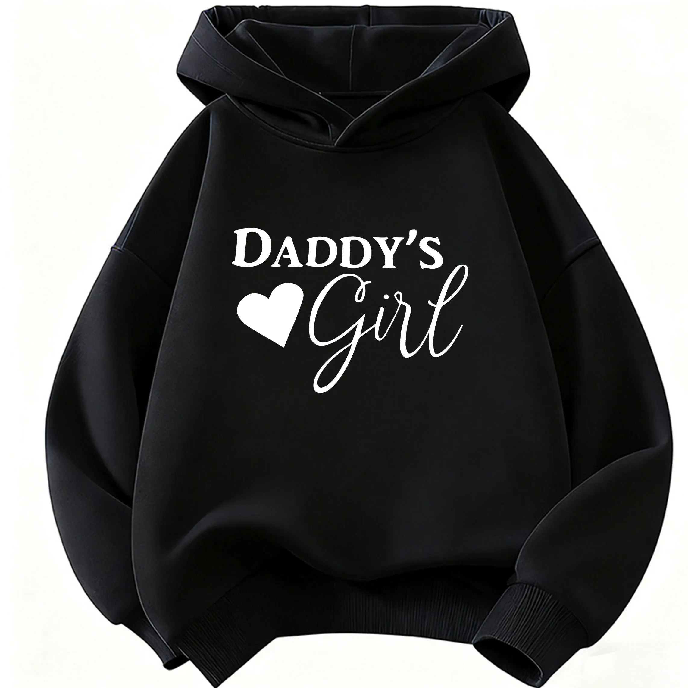 Daddys Girl Hoodie mit Herz-Design und Buchstaben-Print, Niedlicher Modischer Kapuzenpullover für Mädchen, Lässige Hoodies