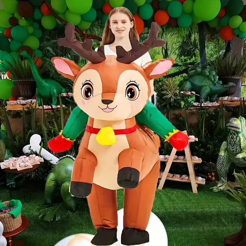 

Милый надувной костюм оленя, рождественская открытка, воздушный надувной костюм, идеально подходящий для вечеринок и выступлений на сцене, праздничный косплей