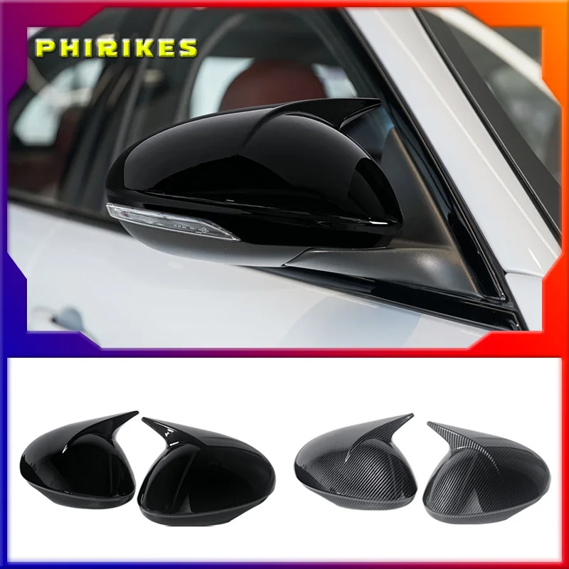 For Alfa Romeo Stelvio Giulia 2017-2022 2Pcs Glossy Black Carbon Fiber Rearview Mirror Cap Auto Side Mirror Cover Shell