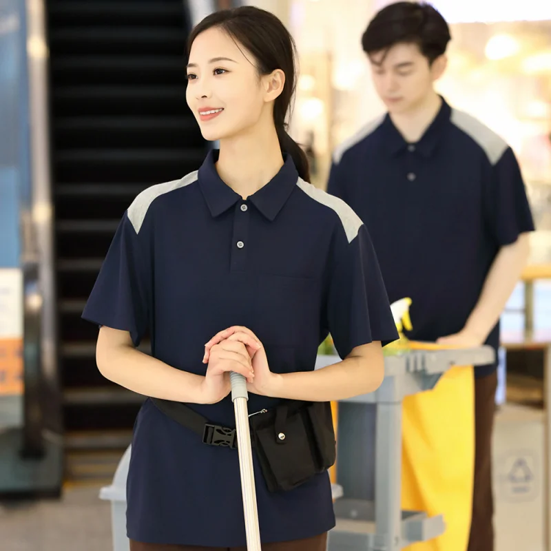 

Униформа для уборки помещений с короткими рукавами для ландшафтного дизайна сообщества POLOB Дышащая рубашка для уборки торгового центра, хозяйства,