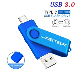 High Speed TYPE-C USB 3.0 Flash Drive 64GB Rotatable OTG Pen Drive 32GB Free Key Chain Memory Stick for Mobile Phone Pendrive