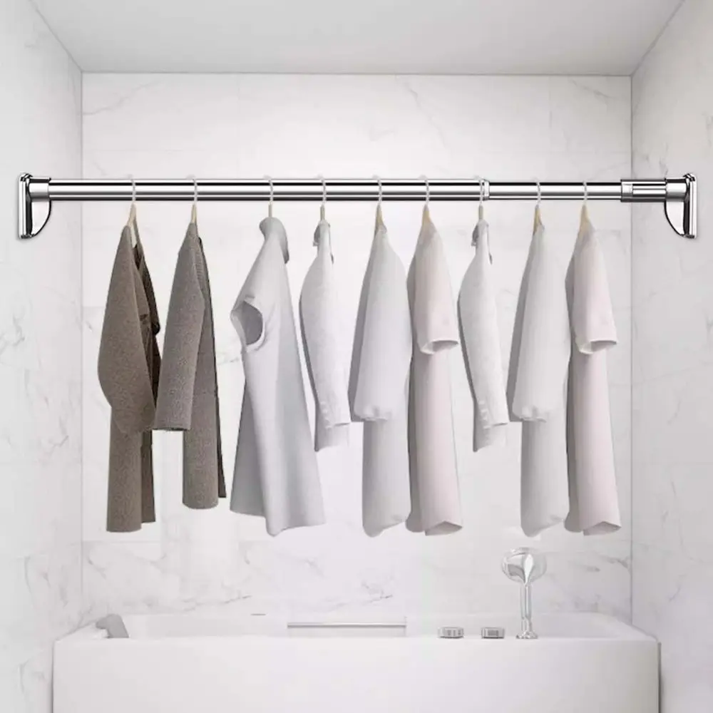 

Adjustable Heavy-Duty Closet Rod, Extender for Hanging Clothes, Multi-Purpose Pole for Shower Curtains and Wardrobes