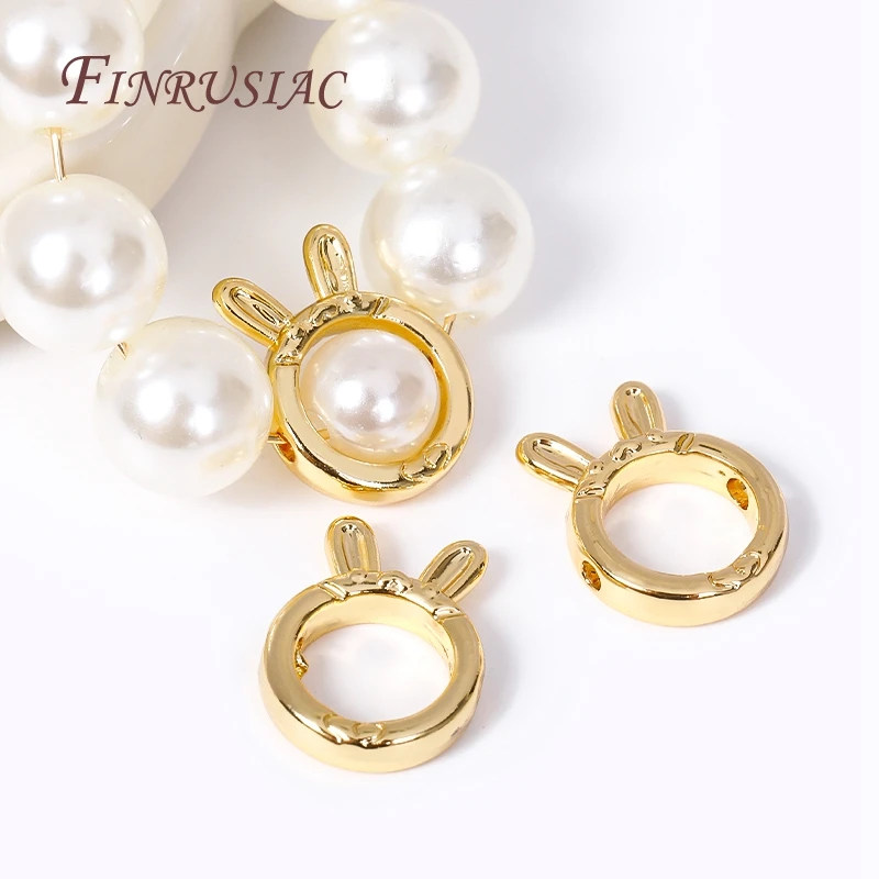 

Brass Metal Through Hole Bead Frame Circle 18K Gold Plated Cat/Rabbit Shape Frame For Beads Spacer Connectors DIY Jewelry Making
