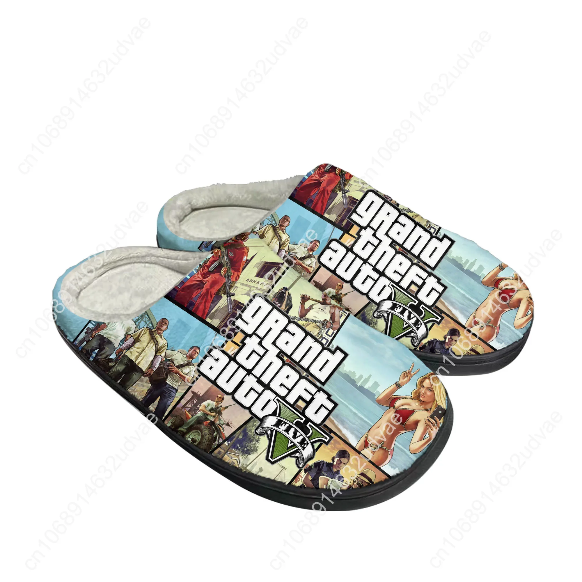 

Grand Theft Auto GTA V 5 Cotton Slippers Mens Womens Sandals Plush Casual Warm Shoes Thermal Home Slipper Custom Indoor Shoes