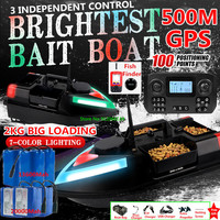 Independant 3 Hopper 100GPS Auto Return RC Fishing Bait Boat 500M 2KG 7Color Light Smart Cruise Hook Remote Control Bait Boat
