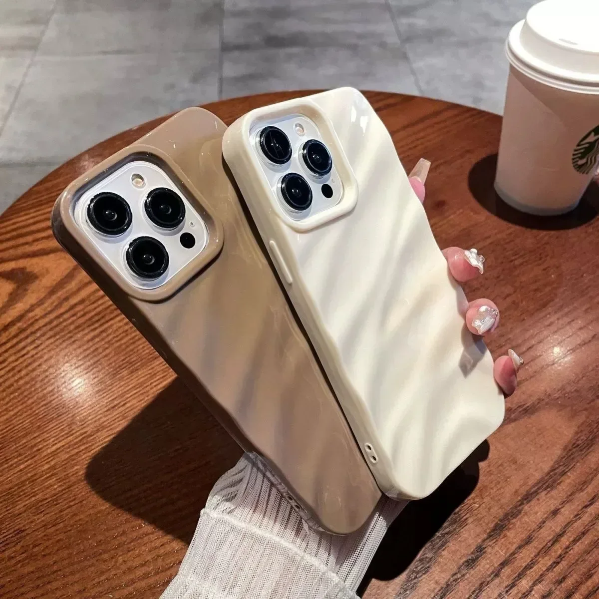 Funda de teléfono con patrón ondulado de caramelo suave para iPhone 16 11 12 13 14 15 Pro Max Xs Max XR 7 8 Plus SE 2020 2022, cubierta de parachoques a prueba de golpes
