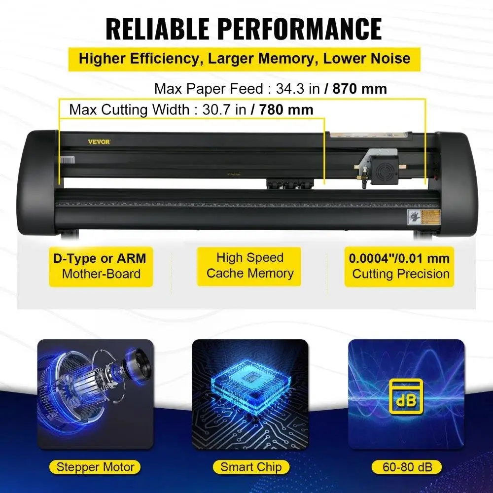 Máquina cortadora de vinil de 34 polegadas com cortador plotter com display LCD e acessórios