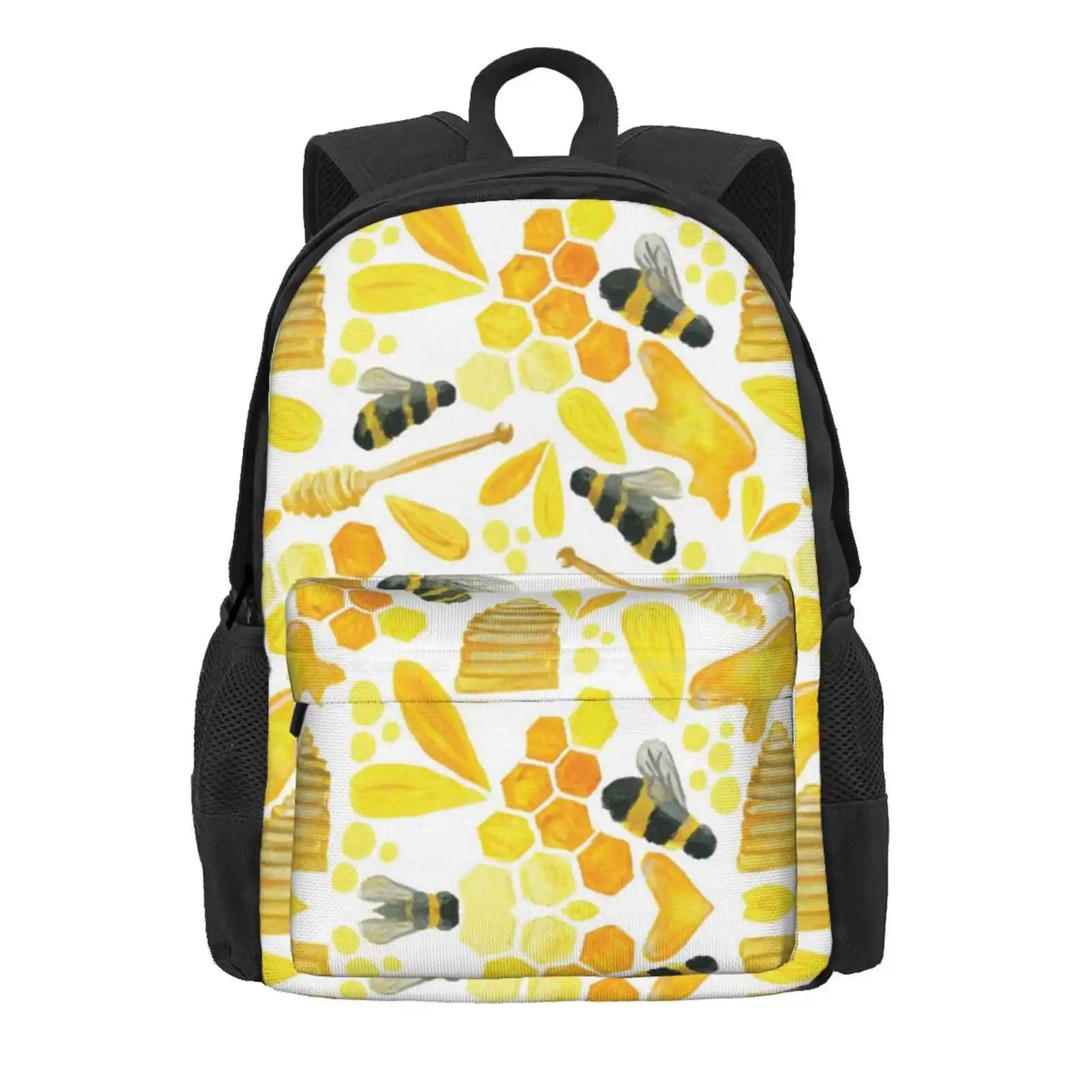 The Bee'S Knees Hot Sale Schoolbag Backpack Fashion Bags Patterned Honeycomb Nature Animal Yellow