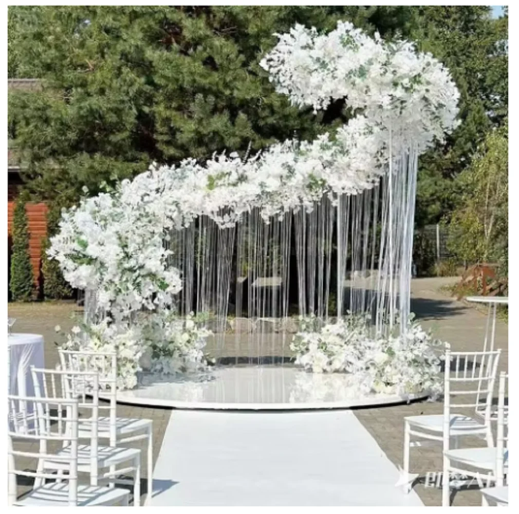 Wedding Party Store Store, 8.2ft x 9.9ft White Iron Backdrop Stand for For Rustic wedding Natural Photo Booth Boho Indoor/Outdoo