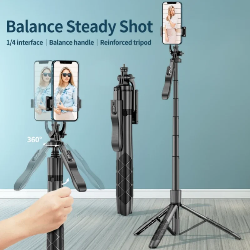 FANGTUOSI Wireless Selfie Stick Tripod 1530mm Foldable Monopod for Gopro Action Cameras Smartphones iPhone 13 14 Xiaomi