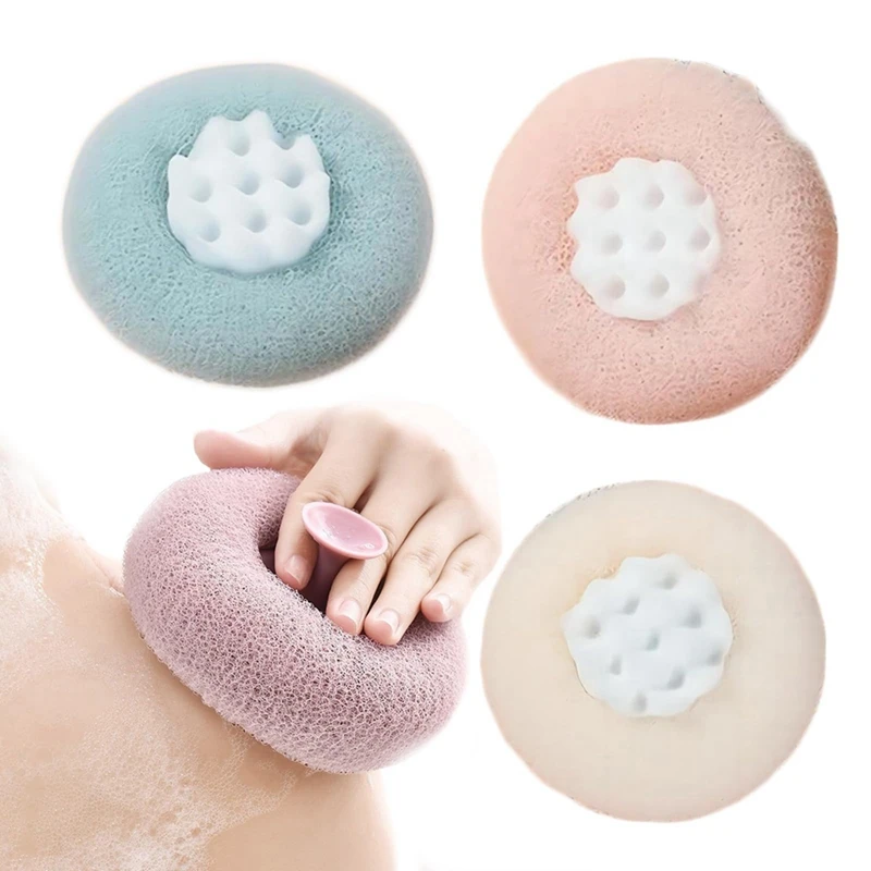 2 Pack Super Soft Sunflower Suction Cup Bath Ball,Loofah Sponge Effectively Exfoliates,Essential Bath Sponge