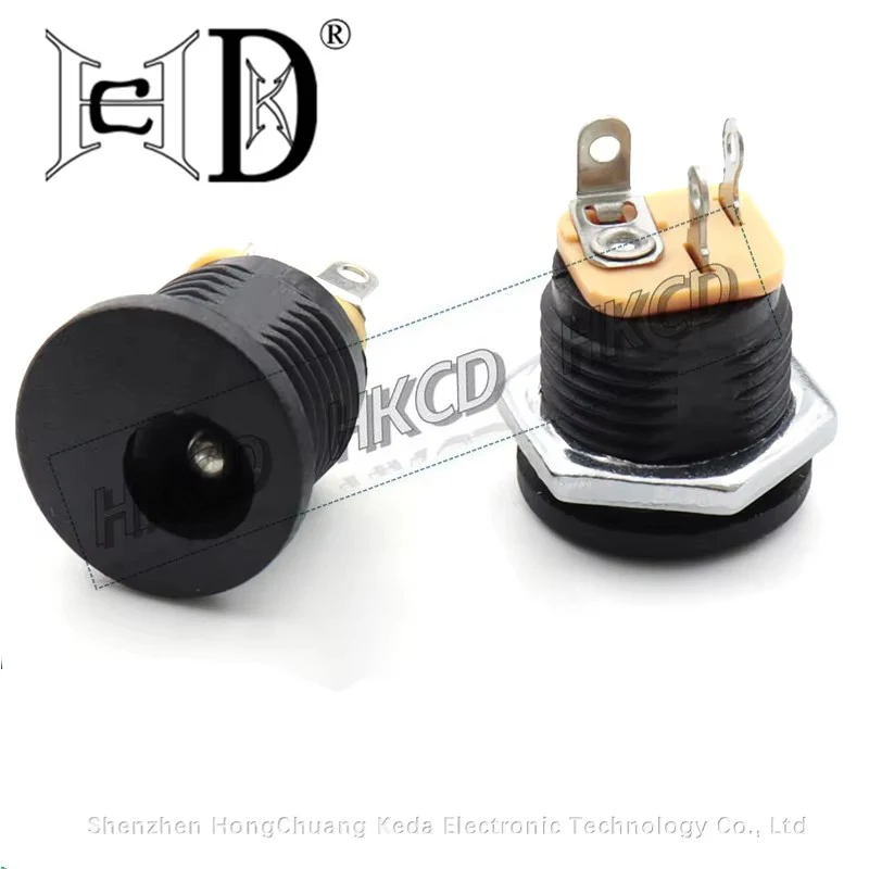 5pcs DC-022 5.52.1mm 5.52.5mm DC Power Jack Female Socket Panel Mount Threaded DC Barrel Connector with Hex Nut RoHS Wholesale