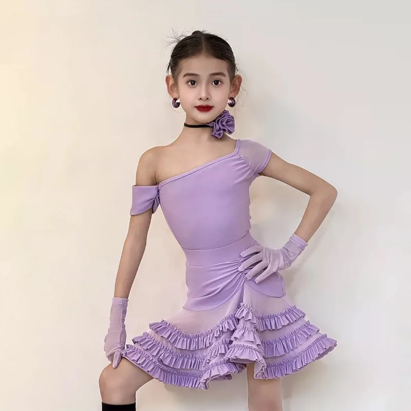 

Latin Dance Dress Girls Ballroom Dance Dresses Standard Rumba Samba Tango Dance Clothes Dancing Dress Latin Practice Dress Kids