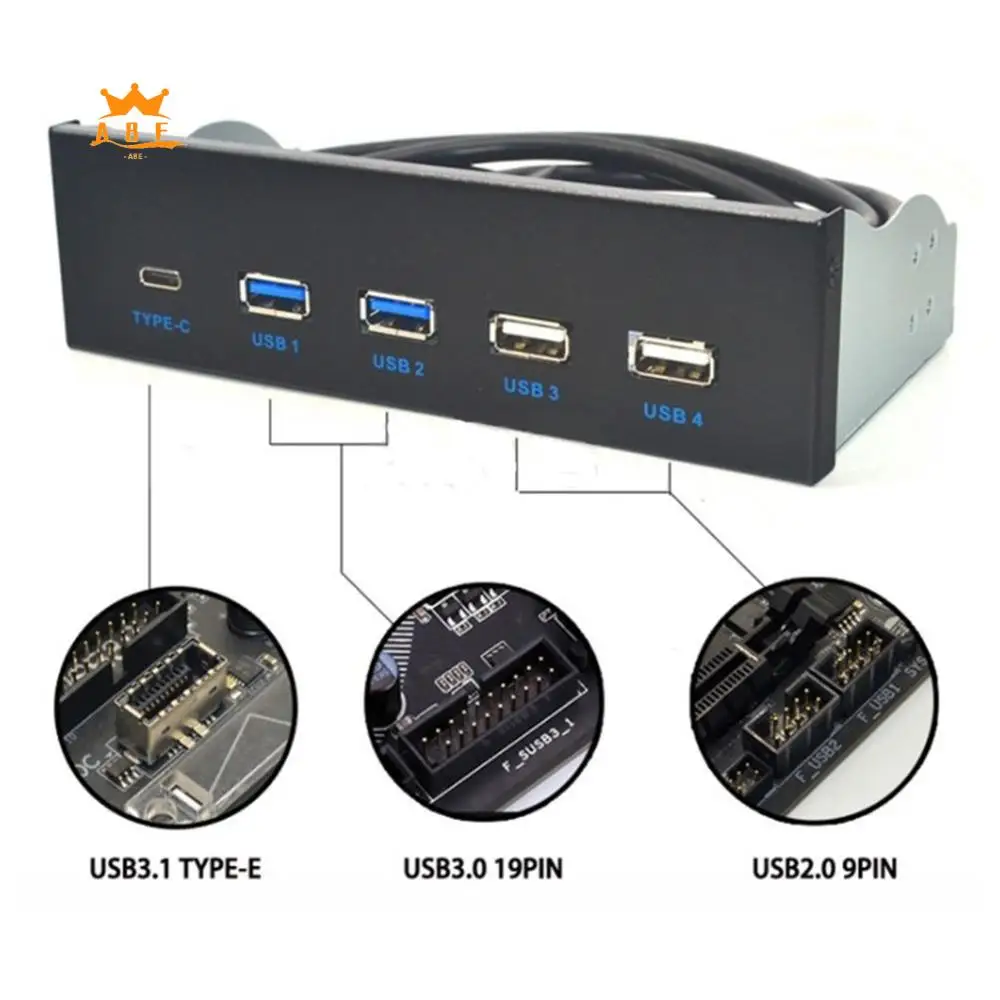 

A08E-5,25-дюймовый USB-концентратор USB3.1 Gen2 на передней панели 2 порта USB3.0 + 2 порта USB2.0 + 1 порт Type-C с разъемом Type-E
