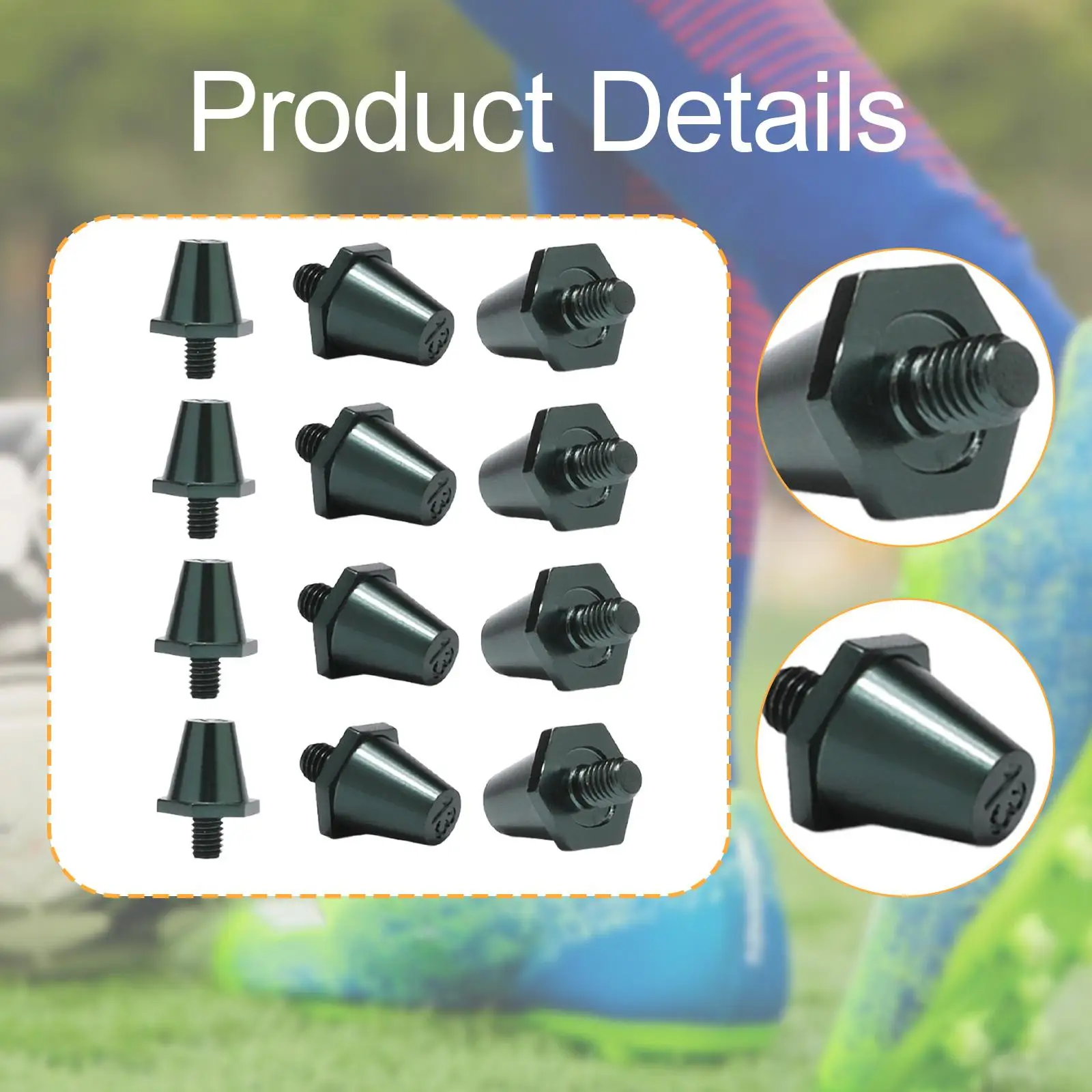 

12x Football Boot Spikes Rugby Studs Anti Slip Portable Turf M5 Threaded Soccer