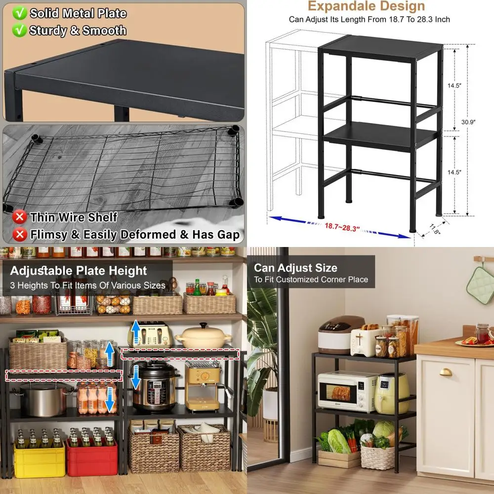 رف رف معدني عالي التحمل قابل للتعديل من طبقتين للمطبخ والمخزن والمرآب والغسيل - يحمل 300 رطلاً