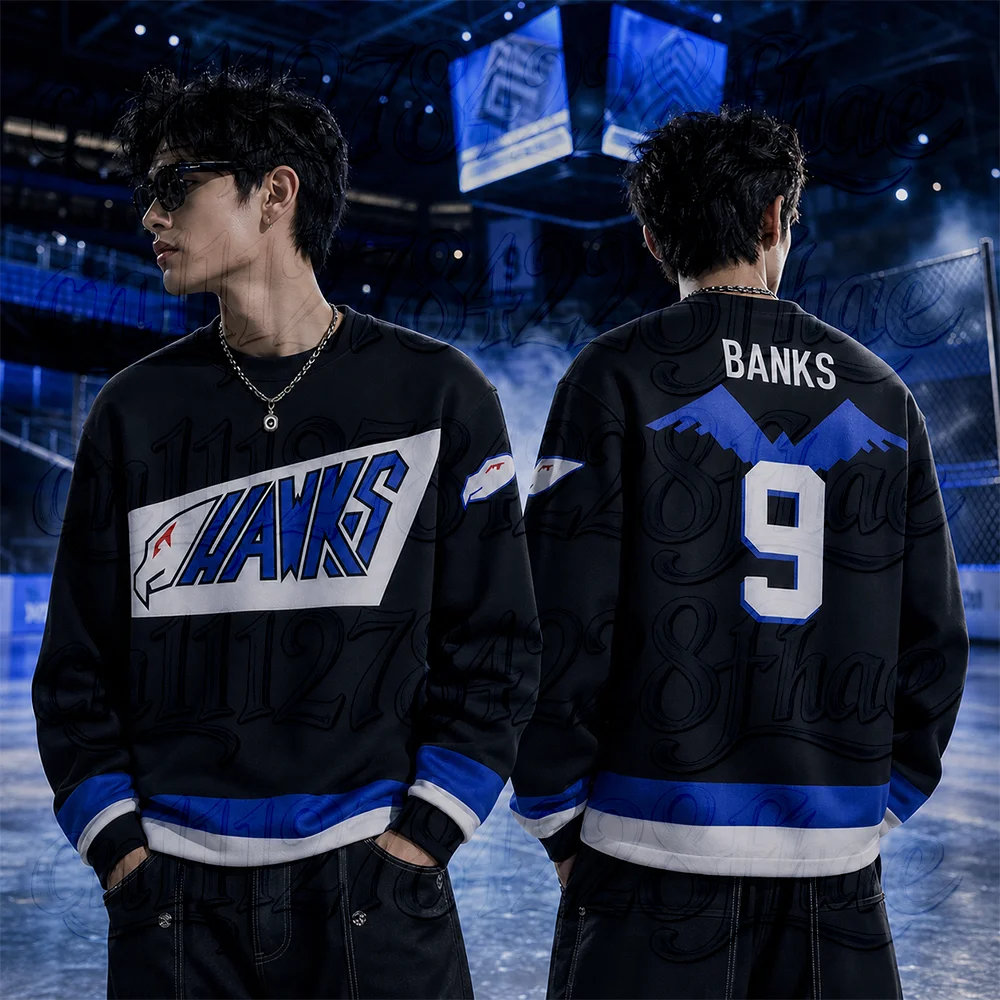 Retro BASEketball Hawks Sweatshirt Costume Vintage Harajuku Long Sleeve Pullover Hip Hop Parent-Child Matching Streetwear Top