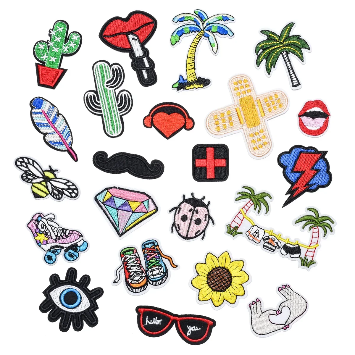 New Coconut Eye Diamond Lip Combination Set Embroidery Ironing Patch DIY Clothing Luggage Hole Repair Decorative Accessories