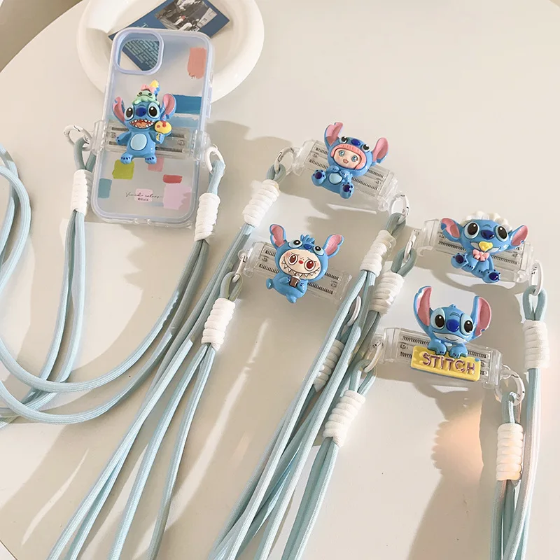 

Anme Lilo and Stitch Mobile Phone Lanyard Universal Adjustable Cute Ex Long Rope Mobile Phone Strap Cartoon Crossbody Clip Gifts