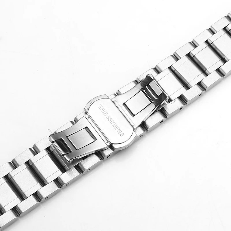 14-24mm Stainless Steel Watchband Flat Elbow Universal Double Press Butterfly Clasp Wristwatch Strap Watch Accessories with Tool image 6