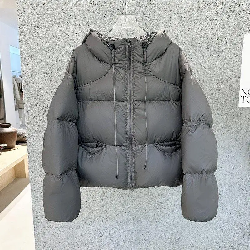 White Du Down Ort Puffer Jaet Damen Thiened Fluffy Bread Sle Winter Faionable Coat Korean Sle Straight Cut