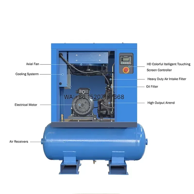 Wmwmnu for Small PM VSD 2.2KW 3.7KW 3HP 5HP Rotary Industrial Screw Air Compressor 220v Single Phase With Tank