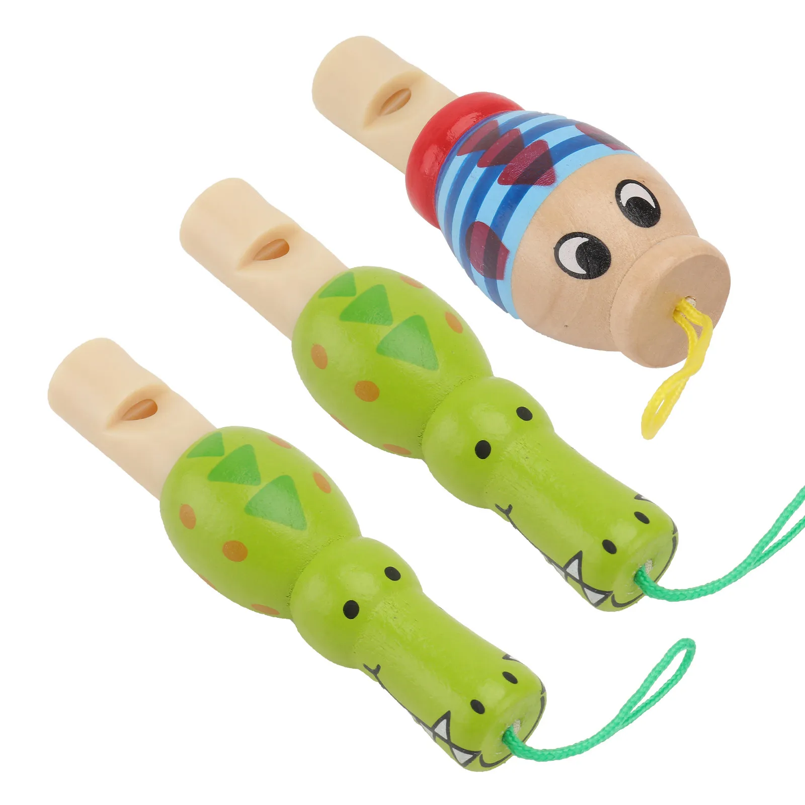 

3pcs Wooden Animal Whistles Cartoon Design Non-Toxic Kids Music Educational Sound Instrument For Children Baby Birthday