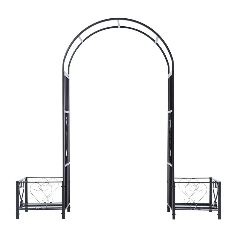 Simple outdoor with flower box arch, outdoor patio garden gate garden grass vine climbing frame
