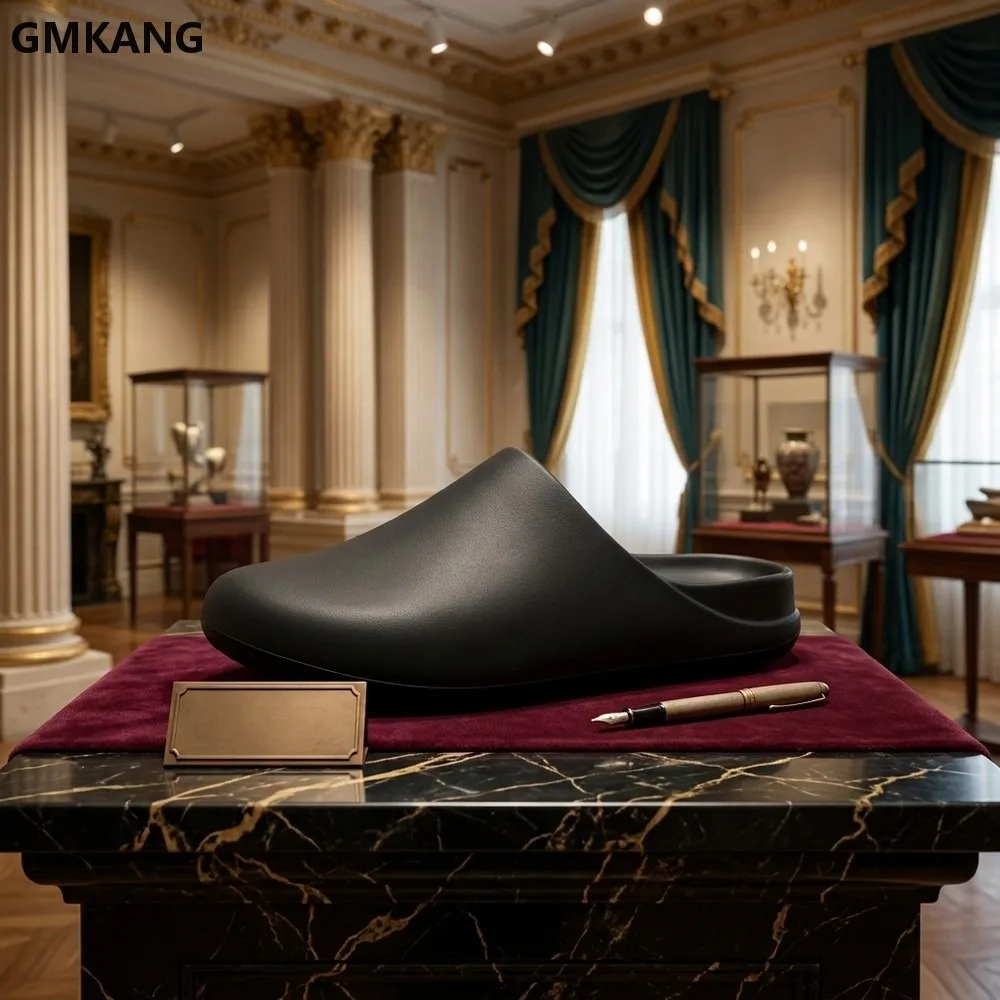 Men's Round Toe Flat Bottom Casual Slippers, Simple Comfortable Summer Spring Slip On Shoes, Lightweight Soft Sole Indoor