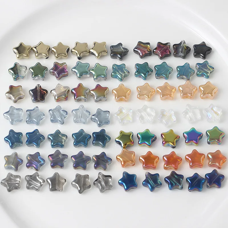 30pcs/lot 8mm Shiny Star Glass Beads for Jewelry Making Diy Bracelets Accessories Supplies Czech Five-pointed Star Crystal Beads