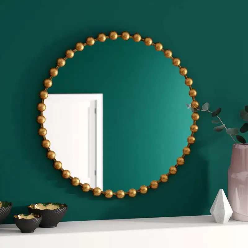 

Gold Vintage Vanity Round Bathroom Mirror Makeup Decorative Luxury Cosmetic Boho Mirror Room Decor Espejo Pared Decoration Home