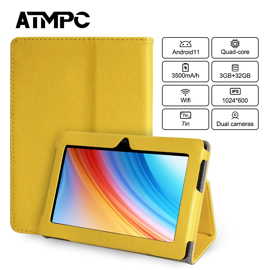 ATMPC 7 inch Tablet Android 11, 3GB RAM+32GB ROM, Quad-Core, 3500mAh, WIFI, BT 4.2, 1024*600 Resolution HD IPS Display Tablet PC