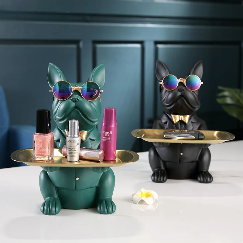 Multi Functional Bulldog Tray Animal Statue Creative Ornament Living Room Bedroom Miscellaneous