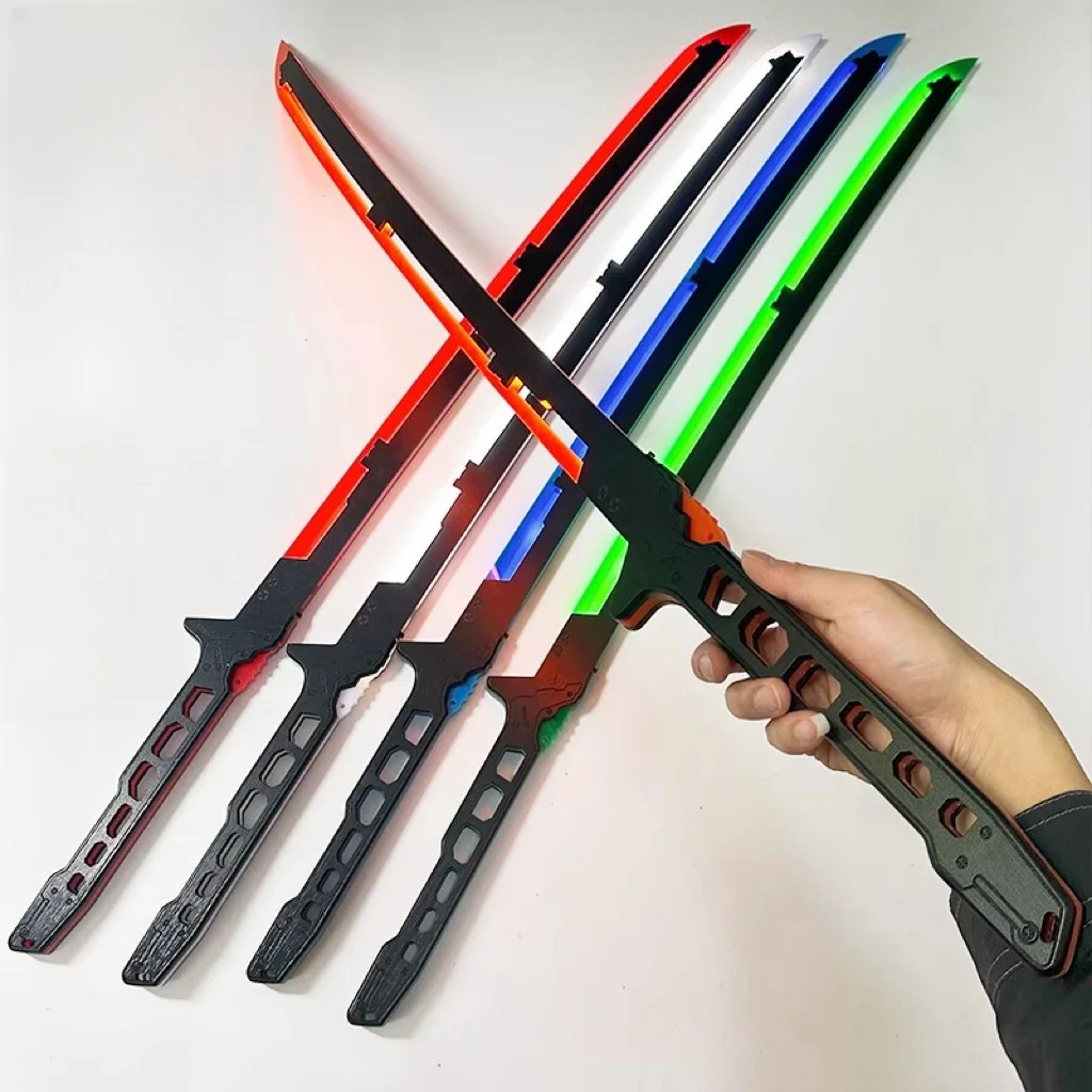 Large Bright Cyberpunk Katana Led Light Sword Ninja Knife Anime Cosplay Prop Real Size Japanese Katana Samurai Sword Sabre Toy