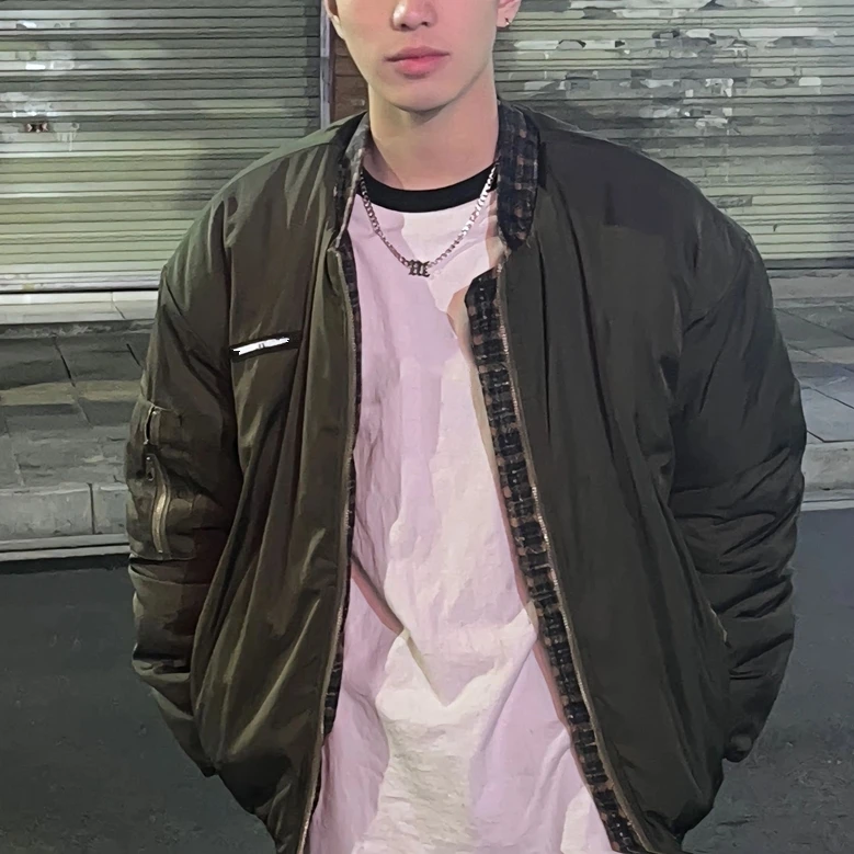 

Мужская демисезонная куртка-бомбер большого размера в стиле милитари с воротником-стойкой, дизайн 300 Pou, верхняя одежда