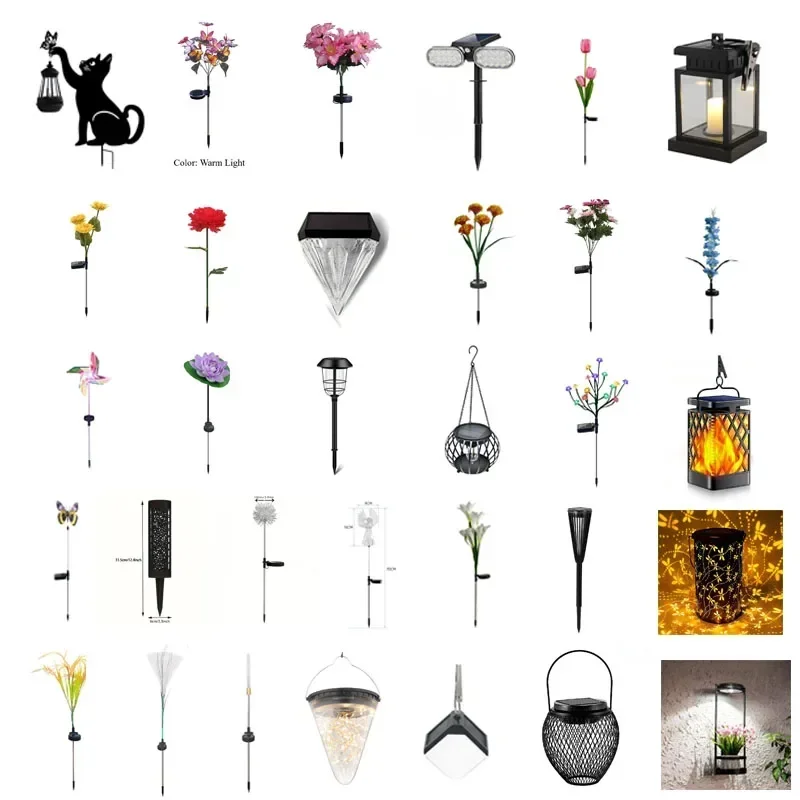 Outdoor Solar Lights With Flowers Ip65 Waterproof Adjustable For Garden Pathway Patio Landscape Decor Dropshipping