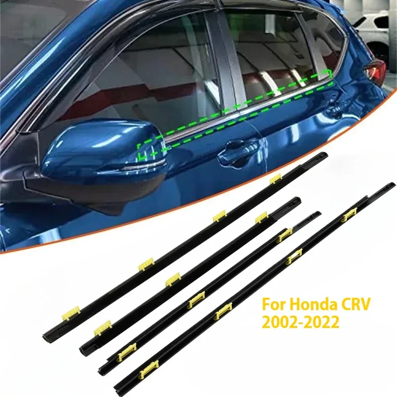 

4Pcs Car Window Glass Sealing Strip Rubber Wheatherstrip for Honda CR-V CRV 2002-2022 Molding Trim