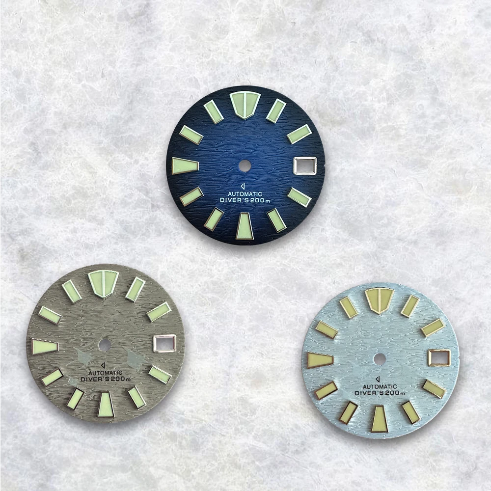 28,5 мм S логотип циферблат с рисунком давления Skx007/009 подходит для NH35/NH36/4R/7S часы с автоматическим механизмом зеленый светящийся