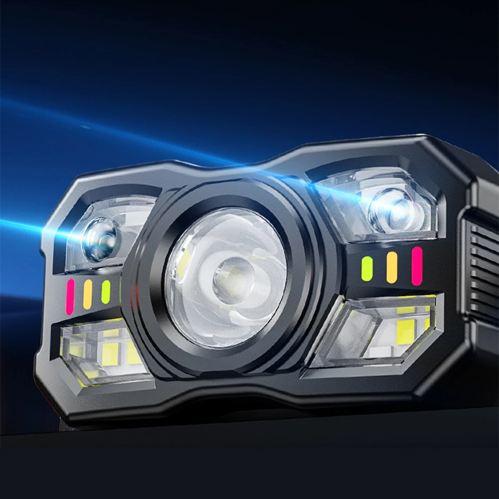 

Светодиодный индукционный налобный фонарь с зарядкой через USB, уличный налобный фонарь, 5-ступенчатый налобный фонарь для кемпинга, дисплей мощности для бега на открытом воздухе